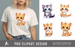 Watercolor Cute Kitten Clipart Product Image 1