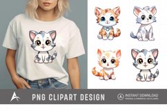 Watercolor Cute Kitten Clipart Product Image 1