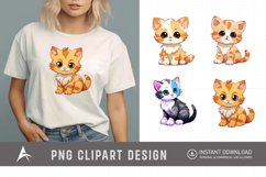 Watercolor Cute Kitten Clipart Product Image 1