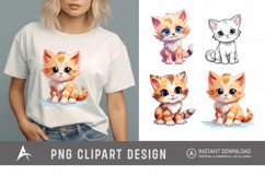 Watercolor Cute Kitten Clipart Product Image 1