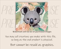 Watercolor Cartoon Koala Tumbler Wrap PNG Product Image 2