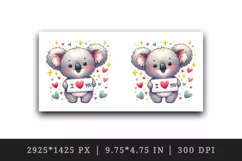 Watercolor cute koala sparkle hearts I Love You quote Valentine Day print 20 oz tumbler skinny mug wrap clipart t-shirt sublimation printable design