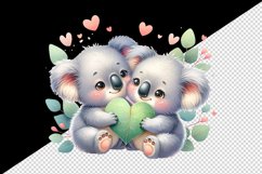 Watercolor cute koalas heart eucalyptus leaf Love Valentine Day print 20 oz tumbler skinny mug wrap clipart t-shirt sublimation printable design