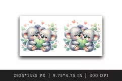 Watercolor cute koalas heart eucalyptus leaf Love Valentine Day print 20 oz tumbler skinny mug wrap clipart t-shirt sublimation printable design