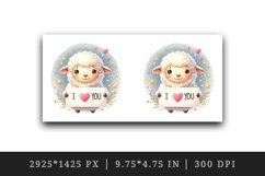 Watercolor cute lamb sparkle hearts I Love You quote Valentine Day print 20 oz tumbler skinny mug wrap clipart t-shirt sublimation printable design