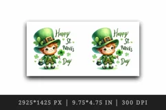 Watercolor cute leprechaun holding clover shamrock Happy St Patrick Day print tumbler skinny mug wrap clipart t-shirt sublimation printable design