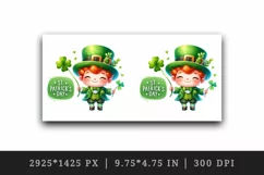 Watercolor cute leprechaun holding clover shamrock St Patrick Day print 20 oz tumbler skinny mug wrap clipart t-shirt sublimation printable design