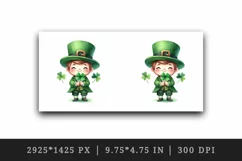 Watercolor cute leprechaun holding clover shamrock St Patrick Day print 20 oz tumbler skinny mug wrap clipart t-shirt sublimation printable design