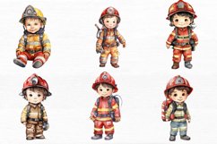 Cute Little Firefighter Watercolor Sublimation Clipart Product Image 2