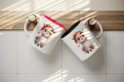 Watercolor cute llama Santa hat Christmas print 20 oz tumbler skinny mug wrap clipart t-shirt sublimation printable design