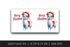 Watercolor cute llama Santa hat Merry Christmas quote print 20 oz tumbler skinny mug wrap clipart t-shirt sublimation printable design