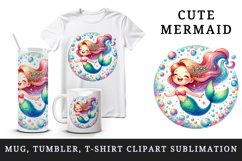 Watercolor cute mermaid creating magical sparkling colorful bubbles print 20 oz tumbler skinny mug wrap clipart t-shirt sublimation printable design