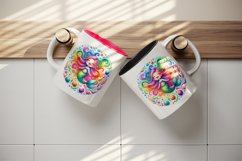 Watercolor cute mermaid dancing swirl of colorful seaweed plants print 20 oz tumbler skinny mug wrap clipart t-shirt sublimation printable design