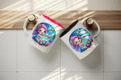 Watercolor cute mermaid feeding group of friendly colorful sea turtles print 20oz tumbler skinny mug wrap clipart t-shirt sublimation printable design