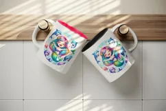 Watercolor cute mermaid group of playful dolphins leaping around her print 20 oz tumbler skinny mug wrap clipart t-shirt sublimation printable design