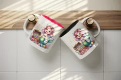 Watercolor cute mermaid holding treasure chest sparkling jewels print 20 oz tumbler skinny mug wrap clipart t-shirt sublimation printable design