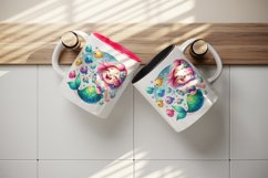 Watercolor cute mermaid infectious grin blowing bubbles colorful fish print 20 oz tumbler skinny mug wrap clipart t-shirt sublimation printable design
