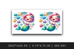 Watercolor cute mermaid infectious grin blowing bubbles colorful fish print 20 oz tumbler skinny mug wrap clipart t-shirt sublimation printable design