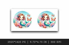 Watercolor cute mermaid playing peek-a-boo playful crabs coral reefs print 20 oz tumbler skinny mug wrap clipart t-shirt sublimation printable design