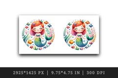 Watercolor cute mermaid smile colorful fish underwater plants print 20 oz tumbler skinny mug wrap clipart t-shirt sublimation printable design