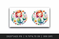 Watercolor cute mermaid smile colorful fish underwater plants print 20 oz tumbler skinny mug wrap clipart t-shirt sublimation printable design