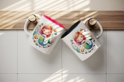 Watercolor cute mermaid smile colorful fish underwater plants print 20 oz tumbler skinny mug wrap clipart t-shirt sublimation printable design