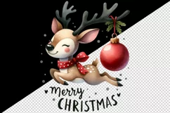Watercolor cute mischievous reindeer ornament Merry Christmas quote print 20 oz tumbler skinny mug wrap clipart t-shirt sublimation printable design