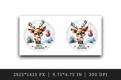 Watercolor cute mischievous reindeer ornament Merry Christmas quote print 20 oz tumbler skinny mug wrap clipart t-shirt sublimation printable design