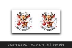 Watercolor cute mischievous reindeer ornament Merry Christmas quote print 20 oz tumbler skinny mug wrap clipart t-shirt sublimation printable design