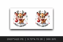 Watercolor cute mischievous reindeer ornament Merry Christmas quote print 20 oz tumbler skinny mug wrap clipart t-shirt sublimation printable design