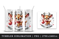 Watercolor cute mischievous reindeer ornament Merry Christmas quote print 20 oz tumbler skinny mug wrap clipart t-shirt sublimation printable design