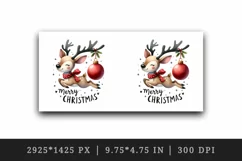 Watercolor cute mischievous reindeer ornament Merry Christmas quote print 20 oz tumbler skinny mug wrap clipart t-shirt sublimation printable design