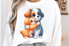 Watercolor Cute Mom And Baby Dog Clipart Product Image 2