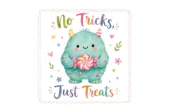 Watercolor Cute Monster Treats PNG Art Product Image 1