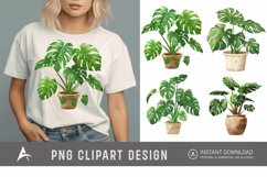 Watercolor Cute Monstera In A Pot Tropical Plant Clipart Product Image 1