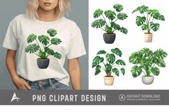 Watercolor Cute Monstera In A Pot Tropical Plant Clipart Product Image 1