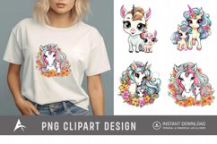 Watercolor Cute Mother and Baby Unicorns Clipart Product Image 1