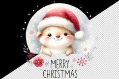 Watercolor cute mouse hat snowflakes Merry Christmas quote print 20 oz tumbler skinny mug wrap clipart t-shirt sublimation printable design