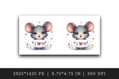 Watercolor cute mouse sparkle star hearts I Love You quote Valentine Day print tumbler skinny mug wrap clipart t-shirt sublimation printable design