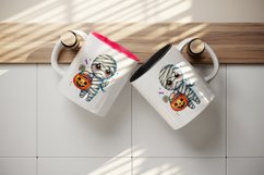 Watercolor cute mummy colorful trick-or-treat bag pumpkin Halloween print 20 oz tumbler skinny mug wrap clipart t-shirt sublimation printable design