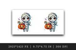 Watercolor cute mummy colorful trick-or-treat bag pumpkin Halloween print 20 oz tumbler skinny mug wrap clipart t-shirt sublimation printable design