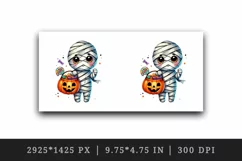 Watercolor cute mummy colorful trick-or-treat bag pumpkin Halloween print 20 oz tumbler skinny mug wrap clipart t-shirt sublimation printable design