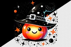 Watercolor cute neon orange jack o lantern pumpkin witch hat Halloween print tumbler skinny mug wrap clipart t-shirt sublimation printable design