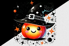 Watercolor cute neon orange jack o lantern pumpkin witch hat Halloween print tumbler skinny mug wrap clipart t-shirt sublimation printable design