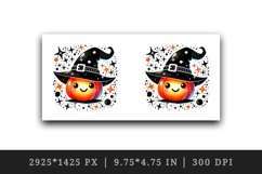 Watercolor cute neon orange jack o lantern pumpkin witch hat Halloween print tumbler skinny mug wrap clipart t-shirt sublimation printable design