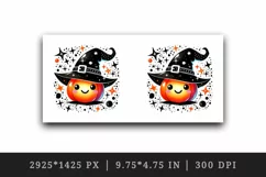 Watercolor cute neon orange jack o lantern pumpkin witch hat Halloween print tumbler skinny mug wrap clipart t-shirt sublimation printable design