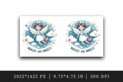 Watercolor cute nursing woman girl stethoscope angel wings quote print 20 oz tumbler skinny mug wrap clipart t-shirt sublimation printable design