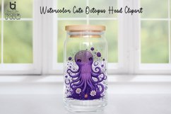 Watercolor Cute Octopus Head Clipart, Octopus Mug PNG Design Product Image 4