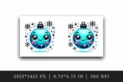 Watercolor cute ornament bubble neon blue smile Christmas New Year winter print tumbler skinny mug wrap clipart t-shirt sublimation printable design