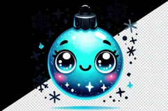 Watercolor cute ornament bubble neon blue smile Christmas New Year winter print tumbler skinny mug wrap clipart t-shirt sublimation printable design